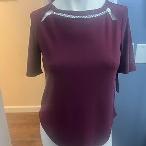 Burgundy Top with Cutout Details